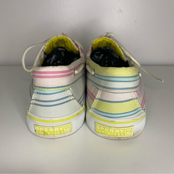 Sperry Top-Sider Women Size 8.5M Bahama Pink/Lime Stripe Canvas Boat Shoes - Picture 6 of 12